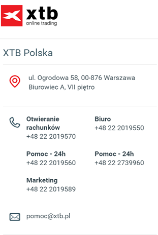 Kontakt do XTB Kontakt do XTB