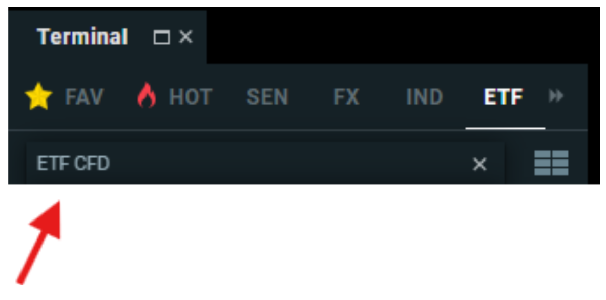 Gehebelte ETF: ETF CFD Suchfeld