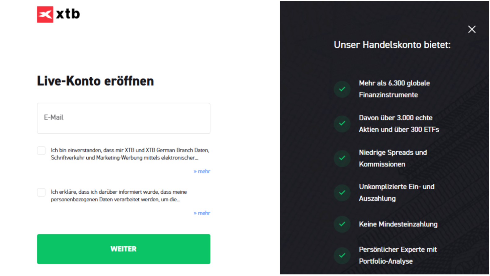 Gehebelte ETF: Livekonto Form
