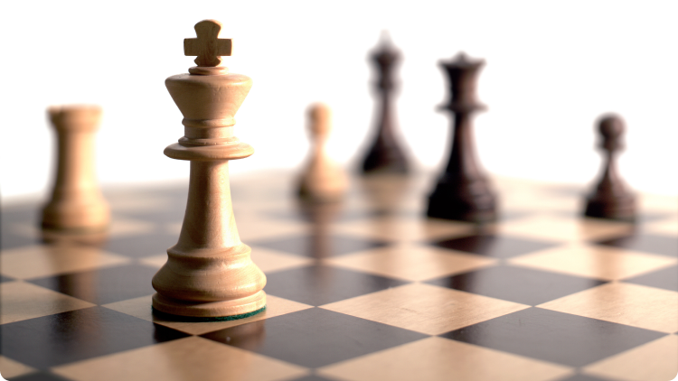 chess pieces on the chessboard.