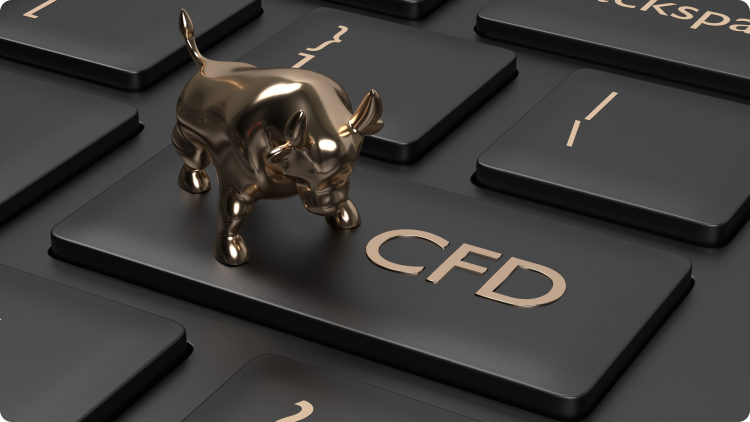a bull figurine on keyboard button with CFD written on it