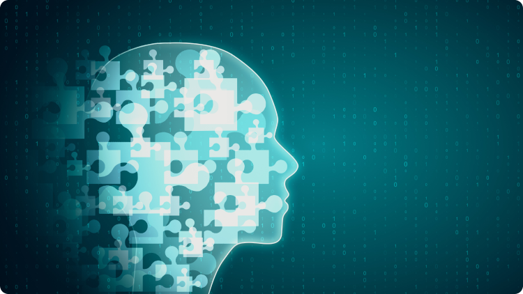A jigsaw head - teamwork and ai concept