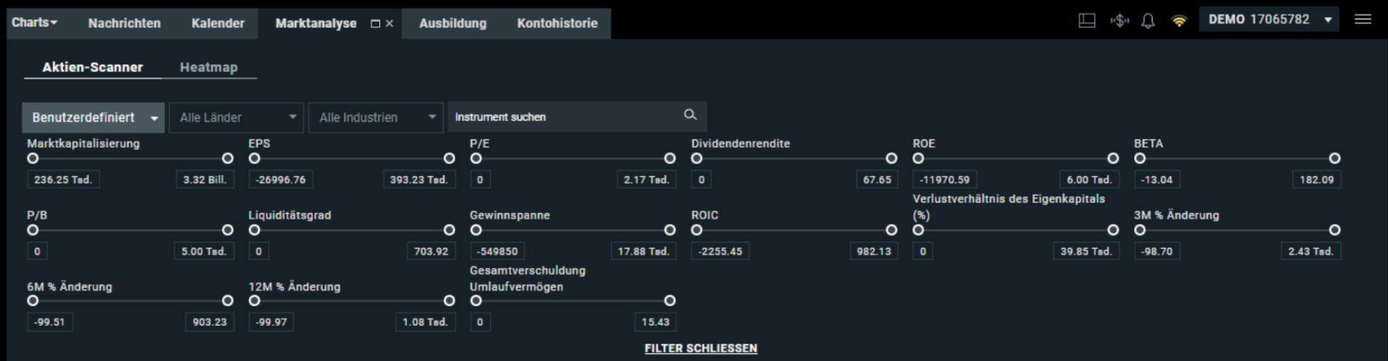 Wertpapiere: Aktien-Scanner XTB