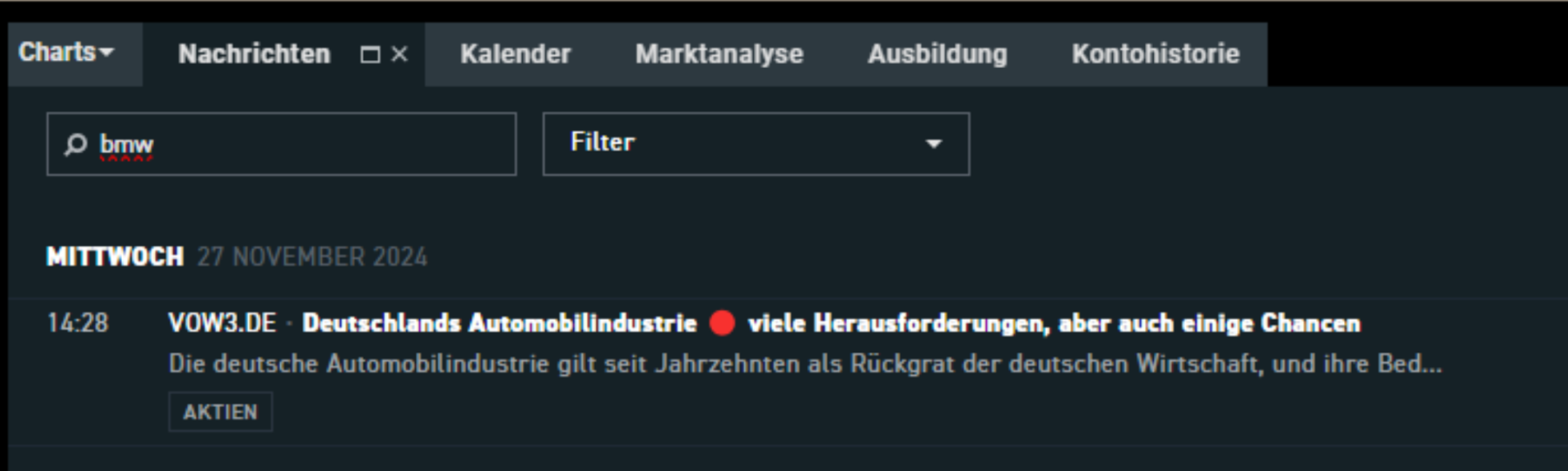 Wertpapiere: Marktnachrichten xStation 5