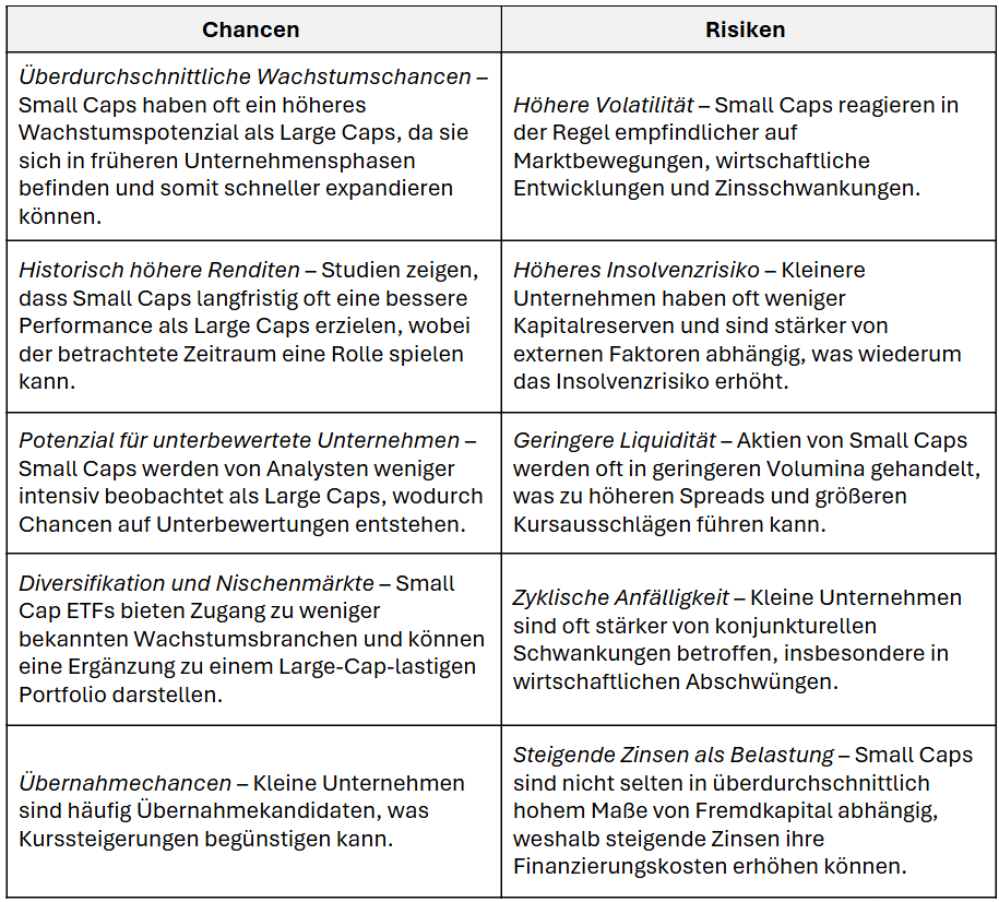 Small Cap ETF: Chancen und Risiken