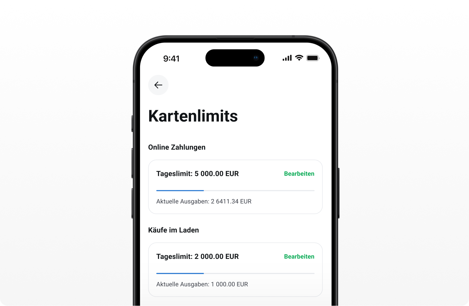 eWallet XTB: Kartenlimits