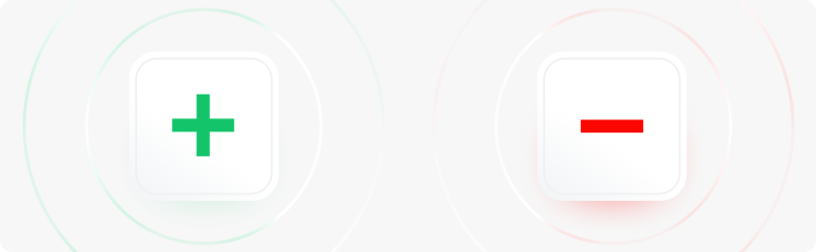 Imagem de dois botÃµes com setas vermelhas e verdes, que simbolizam os prÃ³s e os contras nos processos de tomada de decisÃ£o