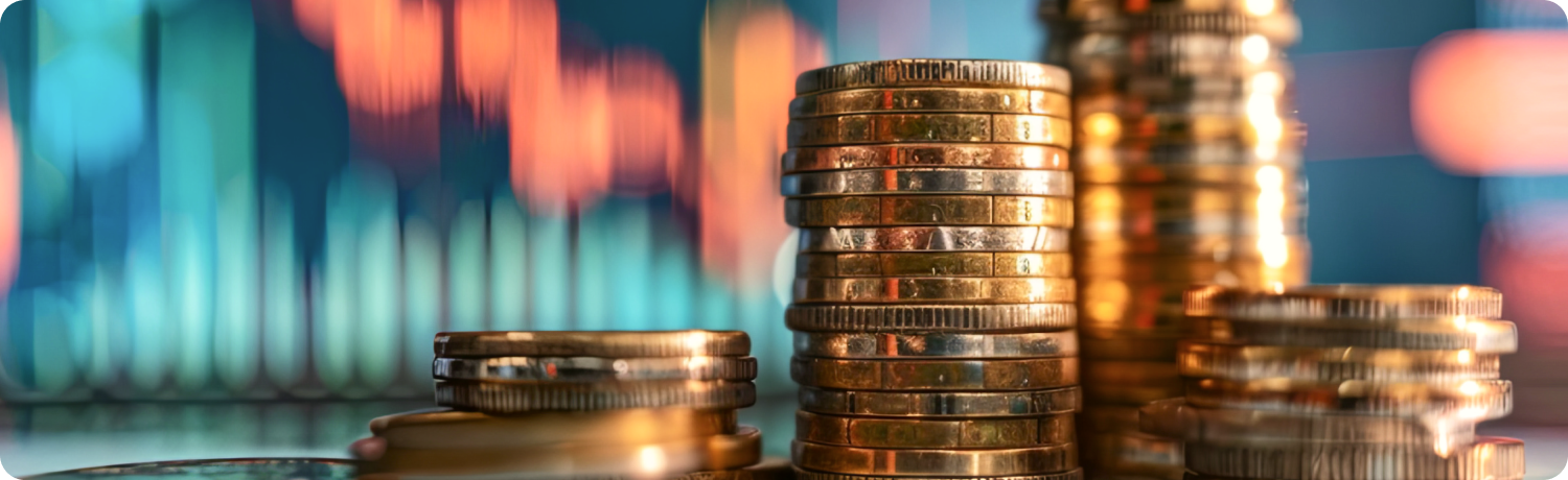  A stack of shiny gold coins arranged neatly on top of each other, reflecting light and showcasing their metallic luster