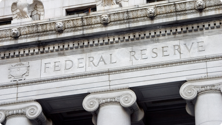 Photo of the US Federal Reserve building facade.