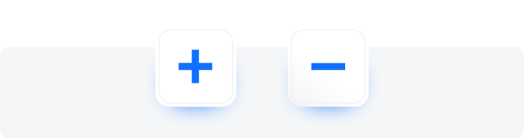 Two icons featuring blue plus and minus signs, indicating pros and cons