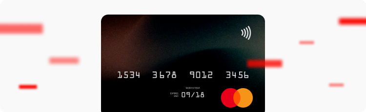 O cartÃ£o de pagamento virtual da XTB apresentado num fundo com sinais de menos