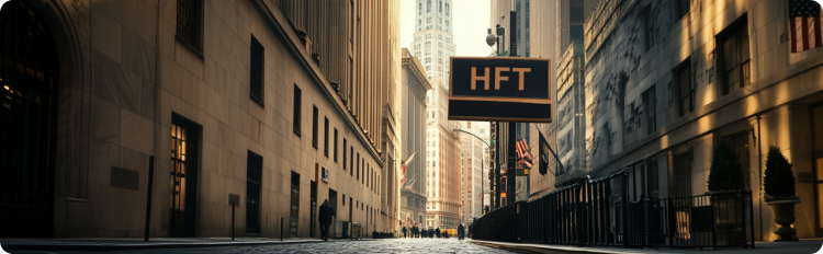 A street view featuring a sign displaying the letters âHFTâ prominently