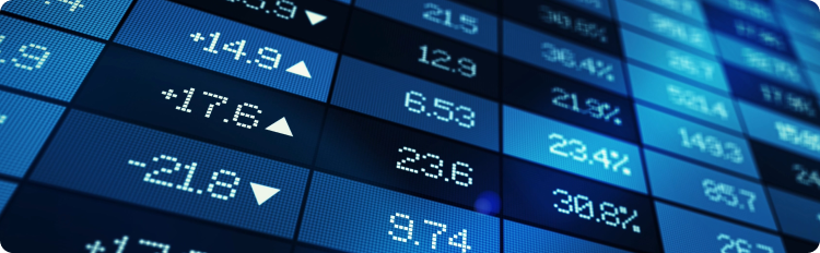 CotaÃ§Ãµes do mercado de aÃ§Ãµes exibidas num fundo preto elegante, destacando dados financeiros e tendÃªncias