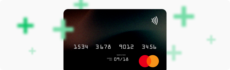 La carte de paiement virtuelle de XTB affichÃ©e sur un fond avec des signes plus