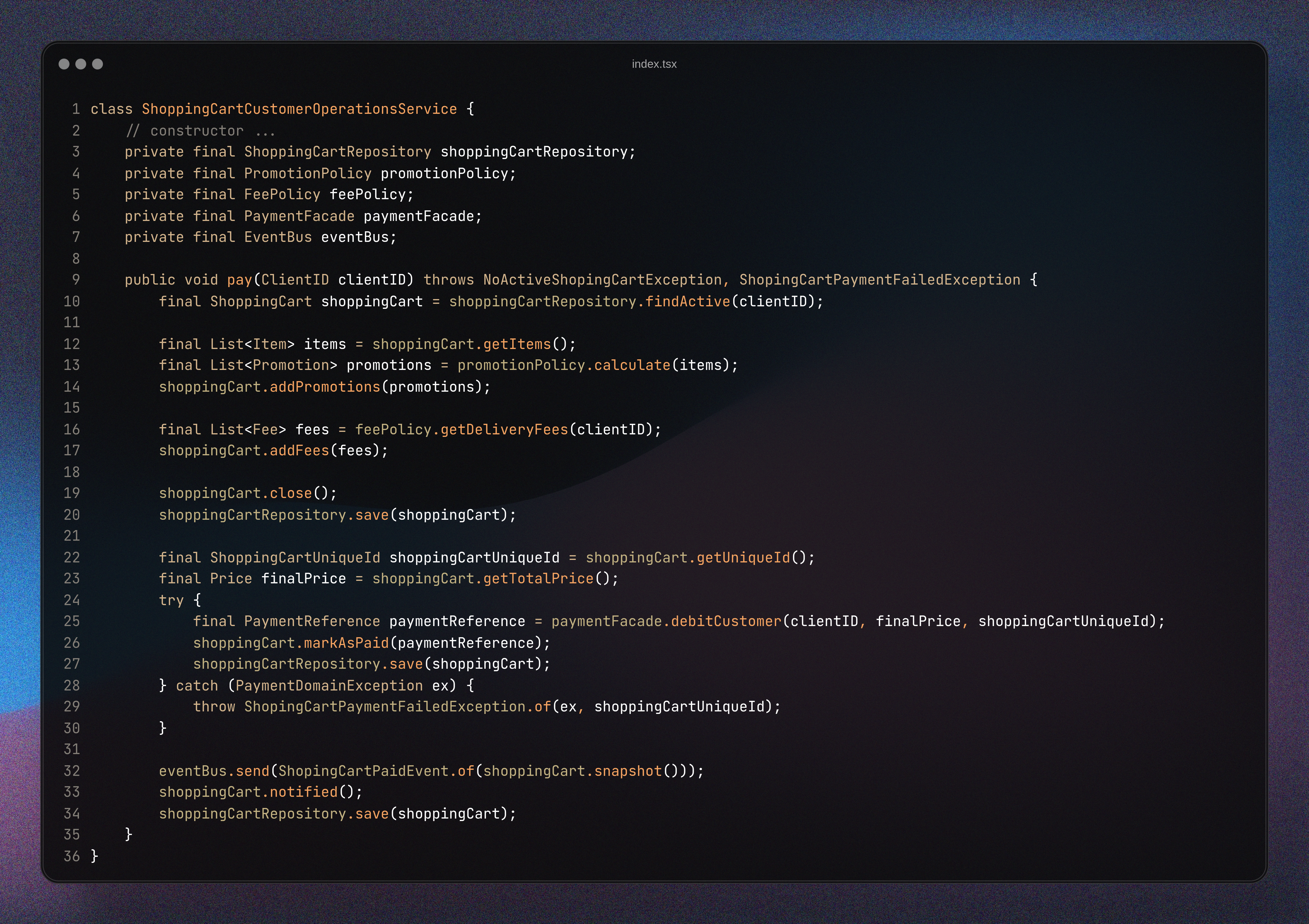 Shopping Cart Customer Operations Service