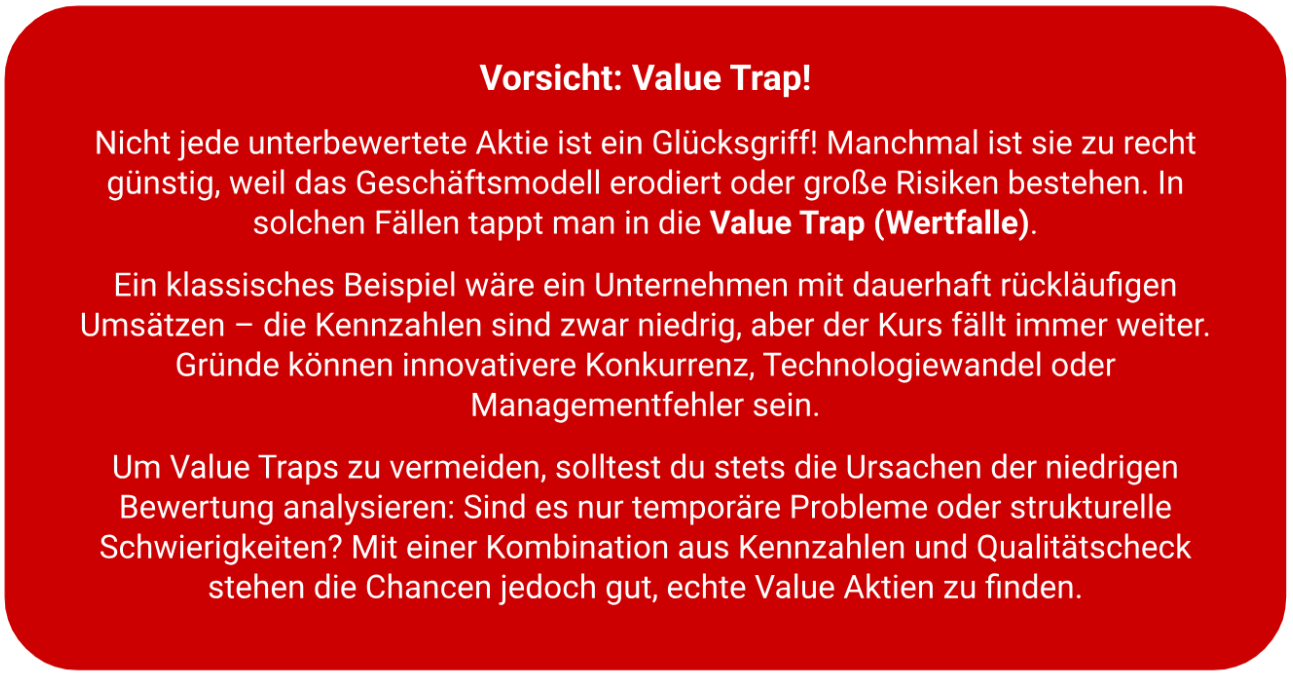 Value Aktien: Achte bei unterbewerteten Aktien auf die Value Trap