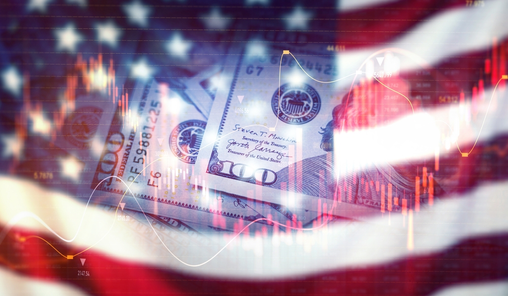 grafico de precio cayendo con el dolar en el fondo remetiendo a una caida en los mercados