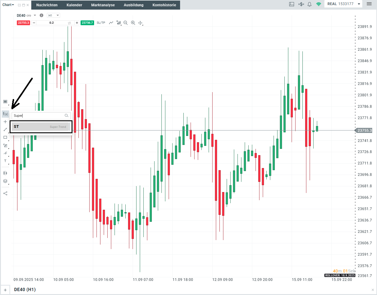 Supertrend Indikator: xStation Indikatoren