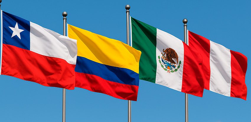 Bandera de chile, colombia, mexico y peru