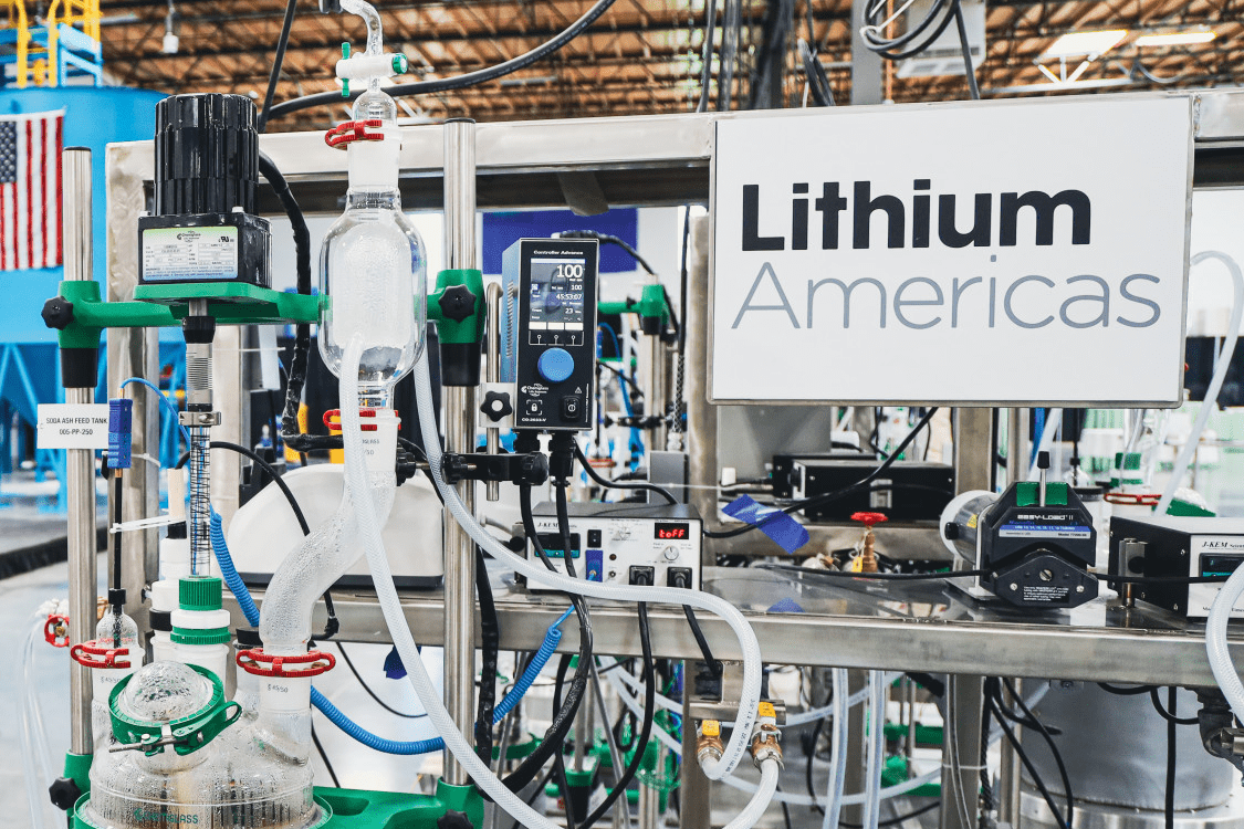 Logo de lithium americas rodeada por equipos