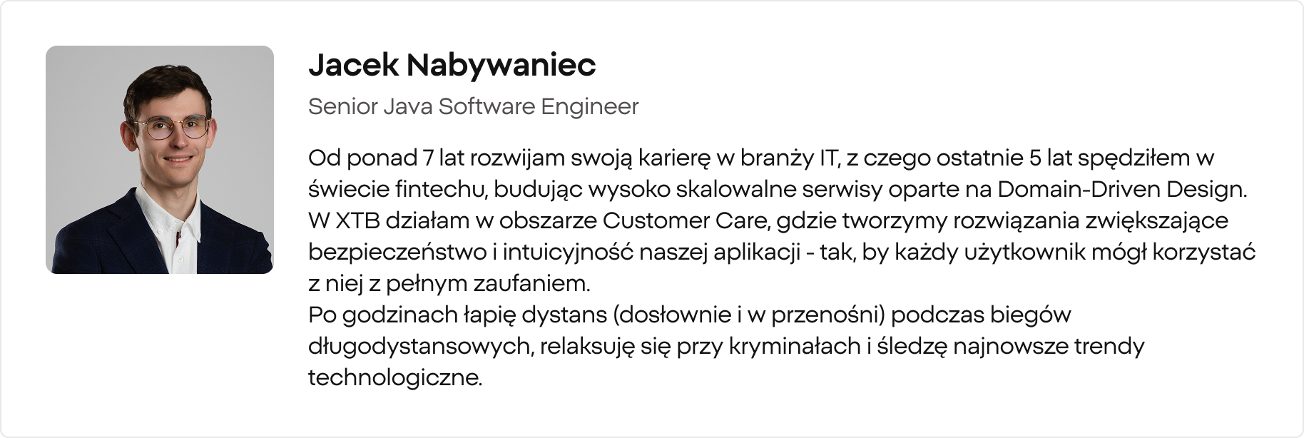 Jacek Nabywaniec, Senior Java Software Engineer