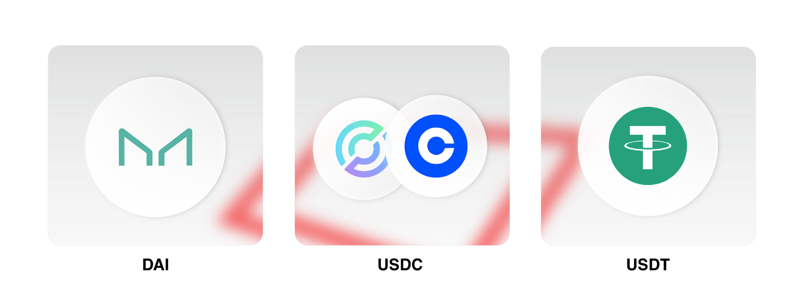 LogÃ³tipos da DAI, USDC e USDT, criptomoedas promissoras