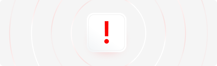 A red and white button featuring a prominent red exclamation mark, indicating urgency or alertness