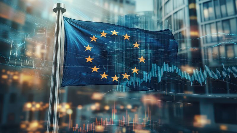 Imagen de una bandera de Europa en un artÃ­culo sobre los sectores clave del EuroStoxx 