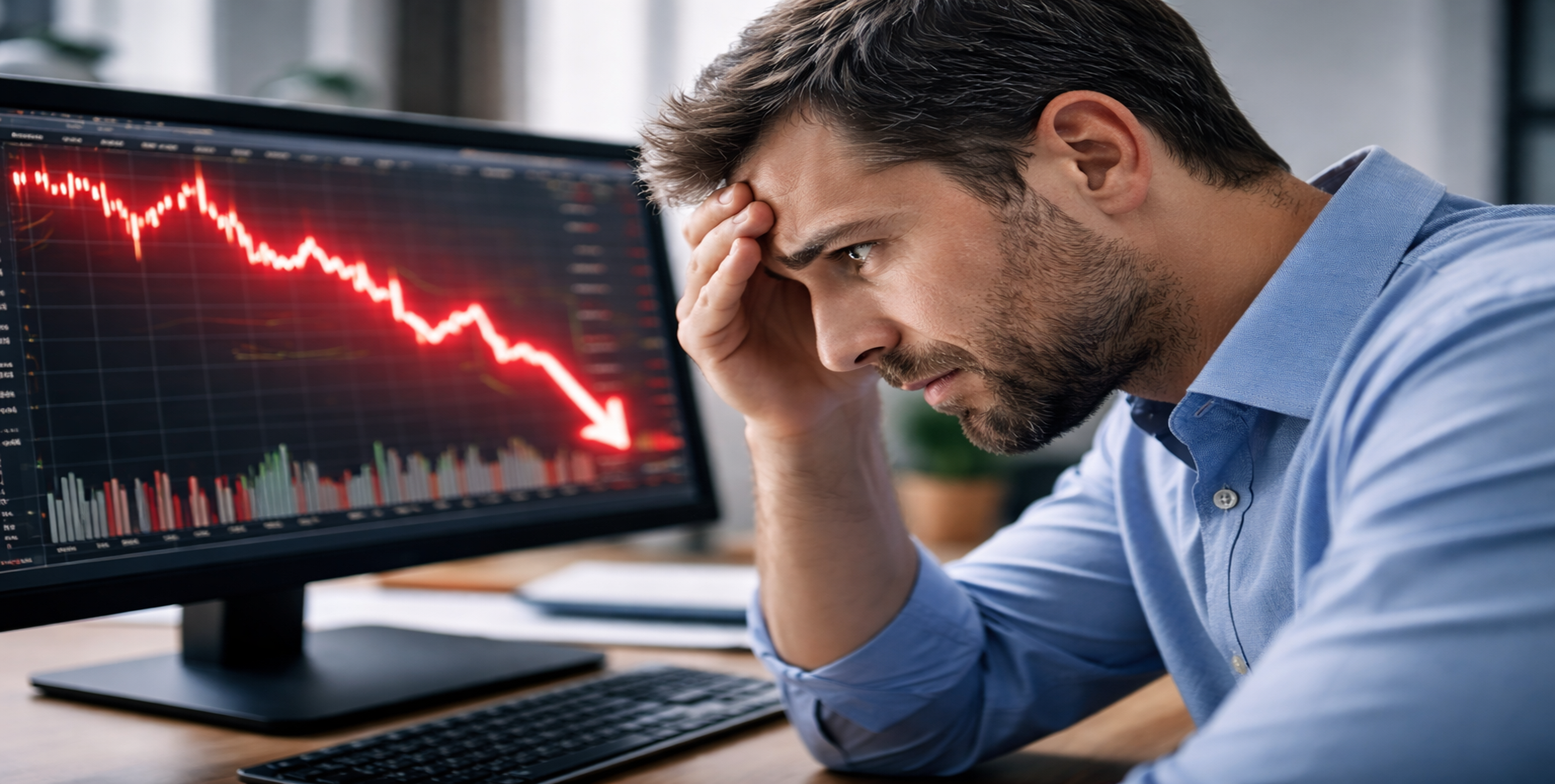 Investidor desapontado com queda em investimento