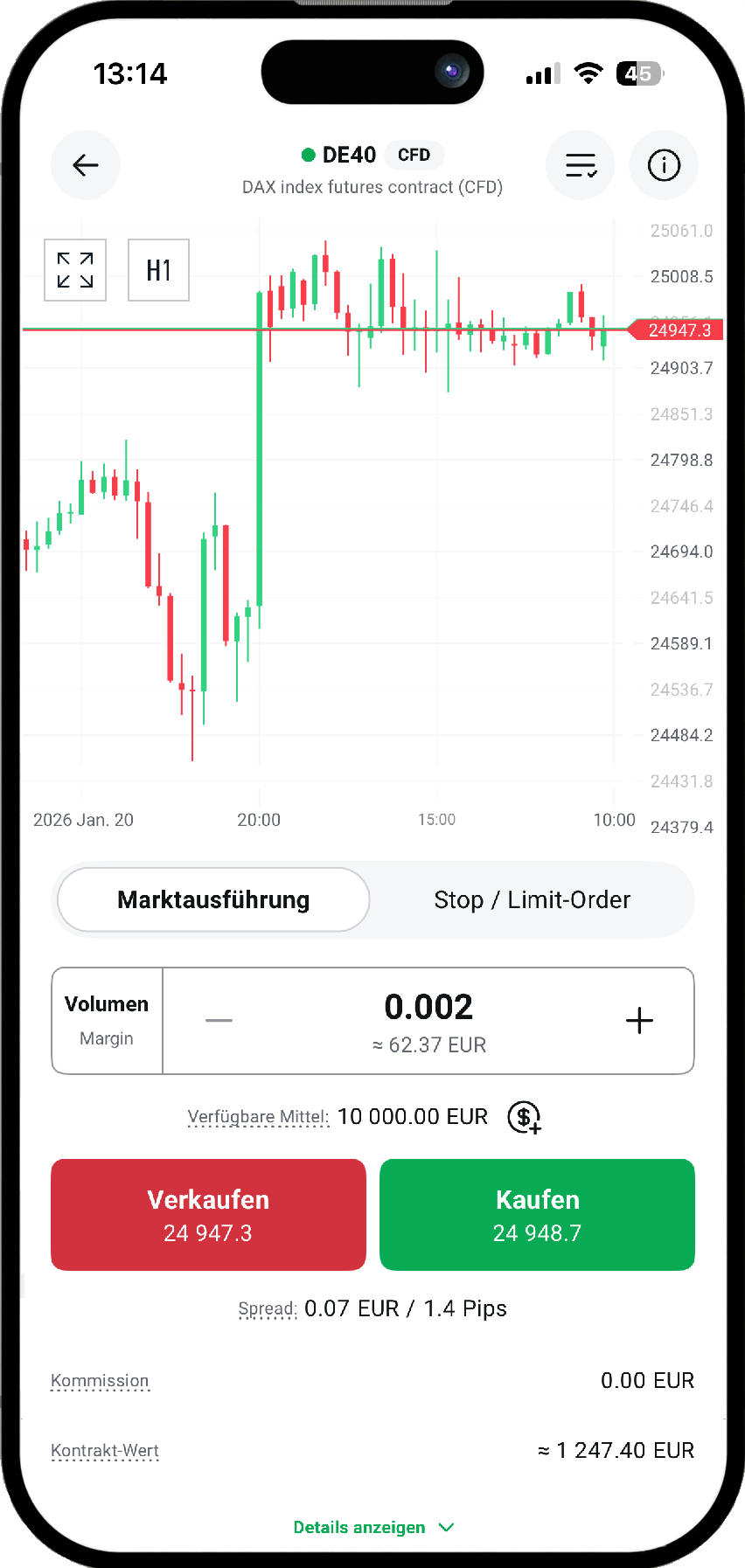 Trading App: DE40 Chart App