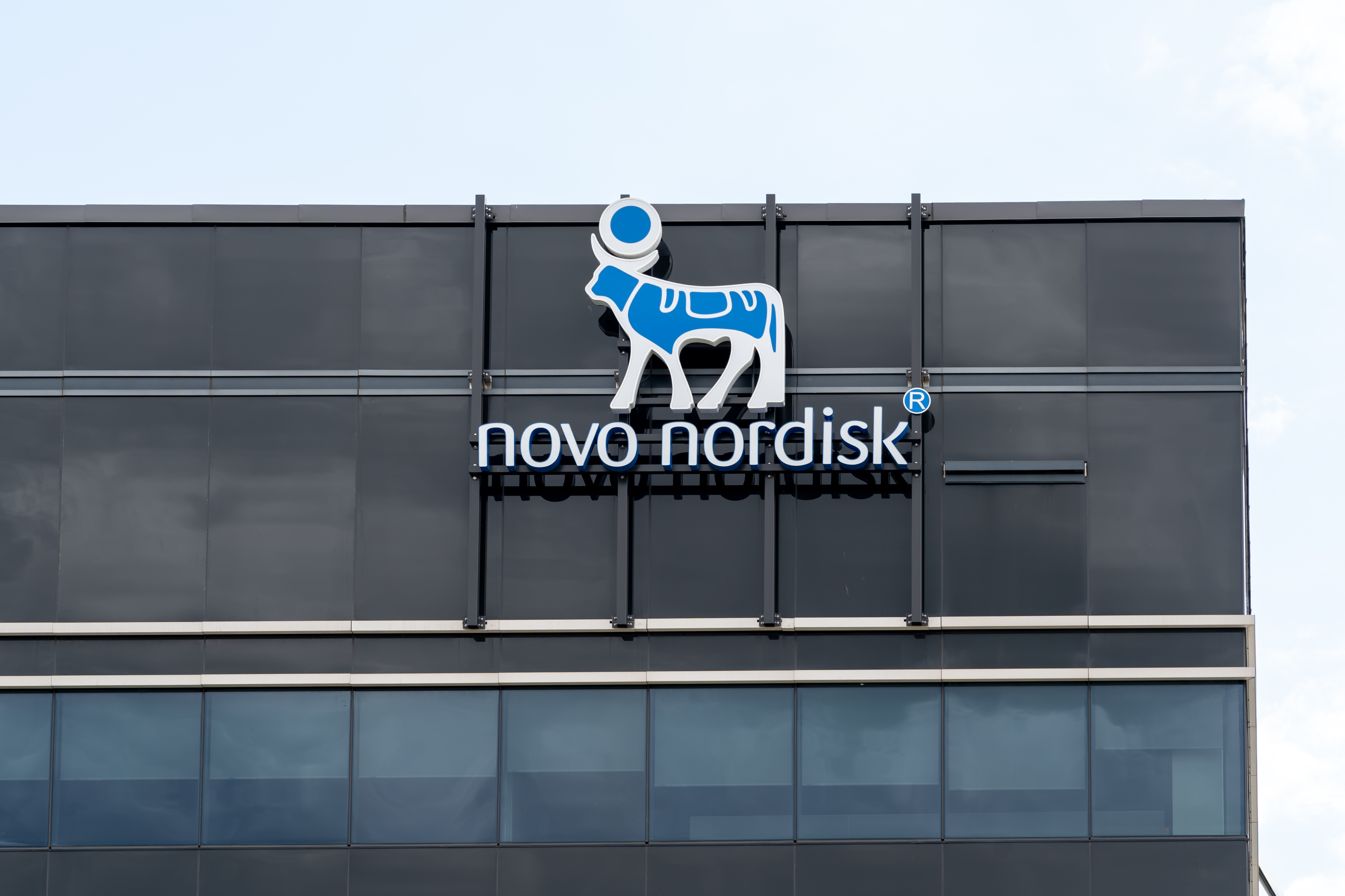 Mississauga, On, Canada - July 3, 2021: Novo Nordisk sign on their Canada head office building in Mississauga, Ontario, Canada. Novo Nordisk AS is a Danish multinational pharmaceutical company