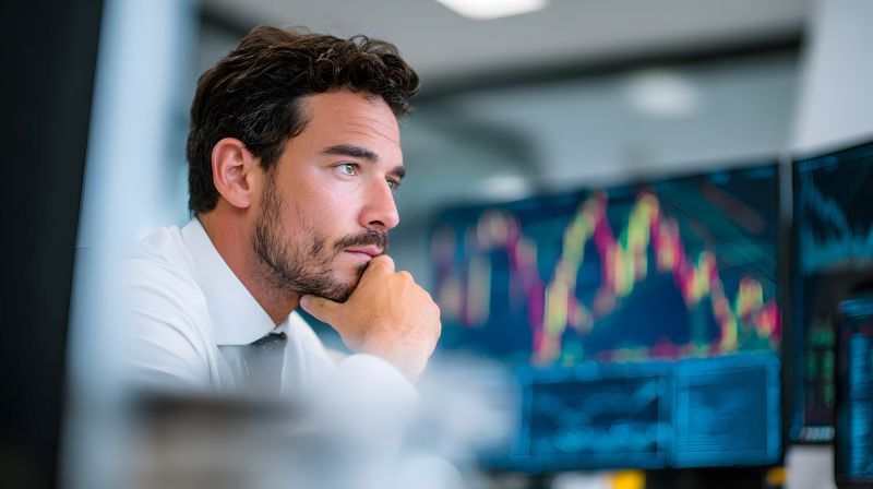Imagen de un hombre frente a una pantalla en un artÃ­culo sobre quÃ© es y cÃ³mo definir nuestro perfil inversor