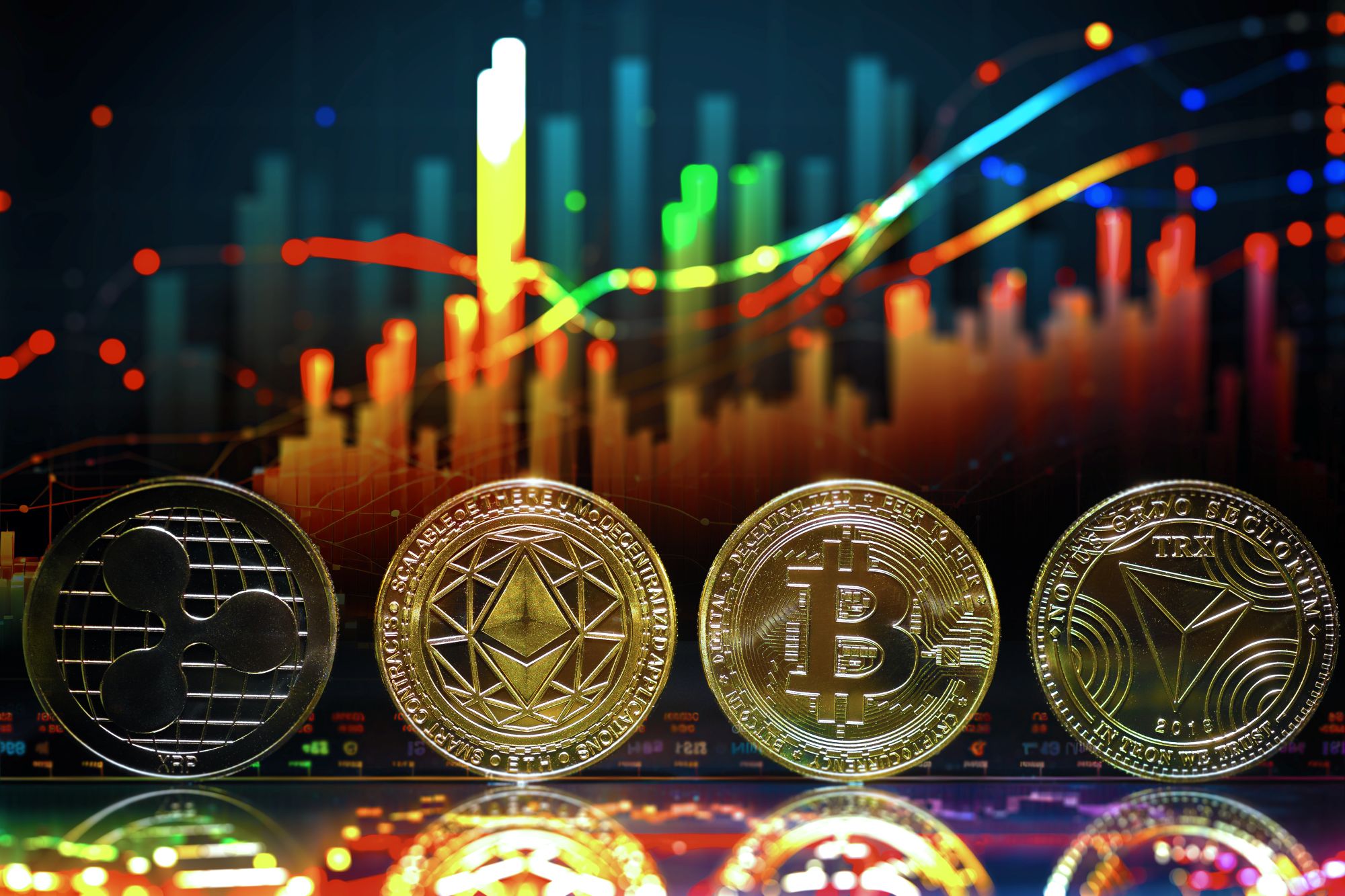 Imagen de criptomonedas en un artÃ­culo sobre los ciclos del mercado de criptomonedas