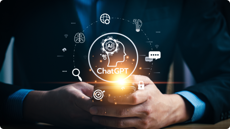 hombre sosteniendo inteligencia artificial