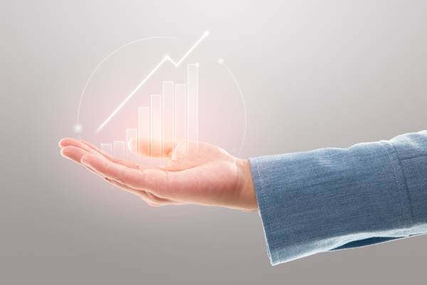 grafic financiar in palma unui om