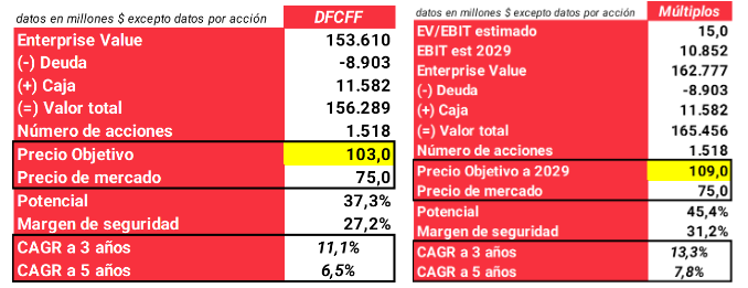 Precio objetivo Nike