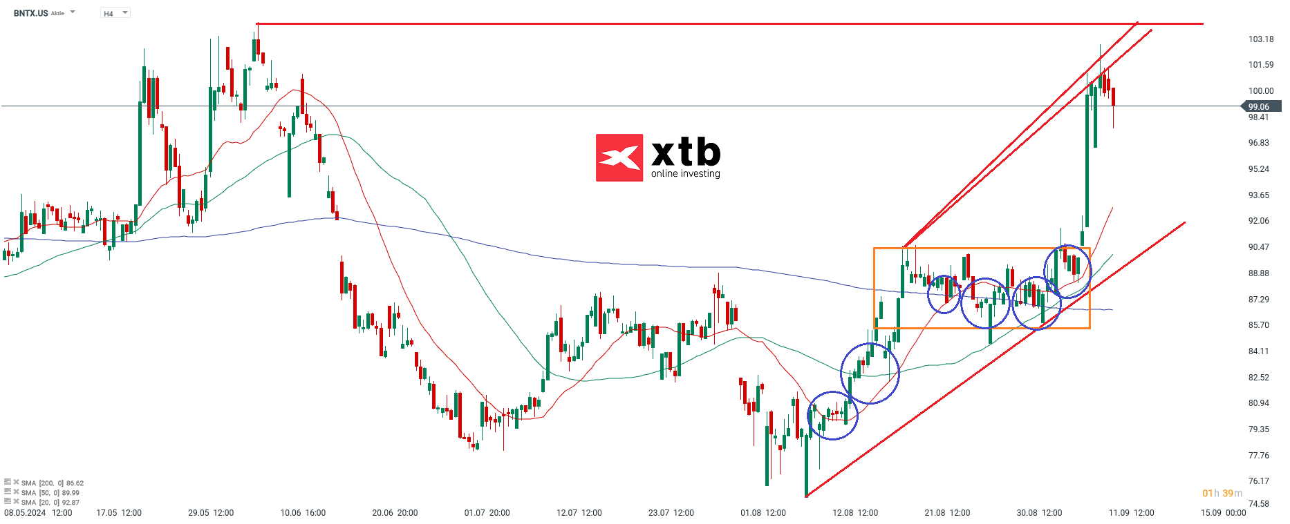 Biontech Prognose im 4 Stunden Chart