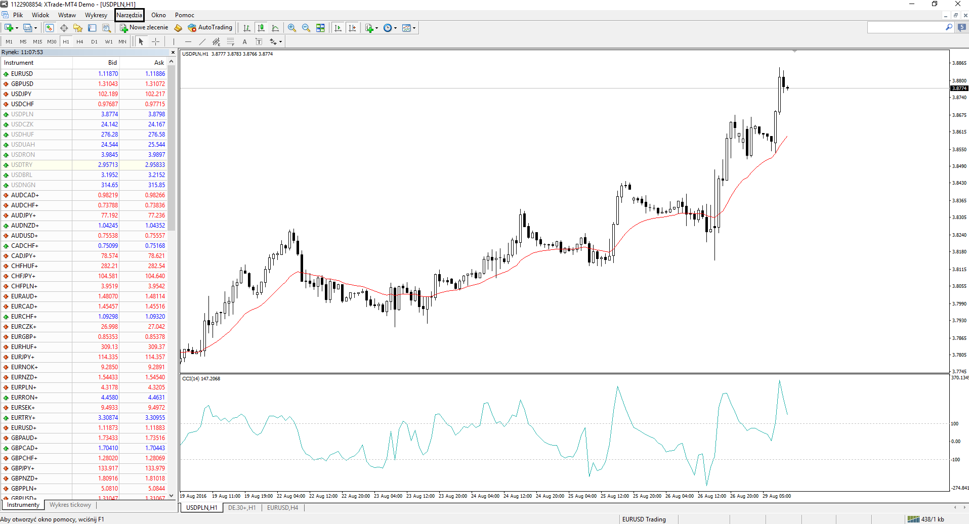 Jak zÅoÅ¼yÄ zlecenie na platformie MT4 - zakÅadka NarzÄdzia