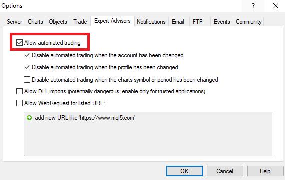 allow automated trading mt4