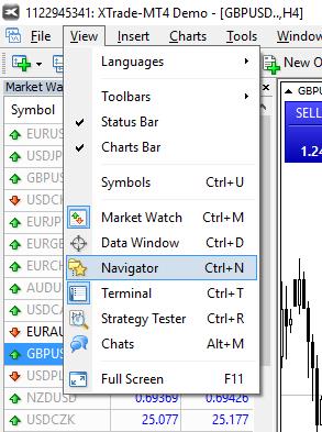 fereastra navigator mt4