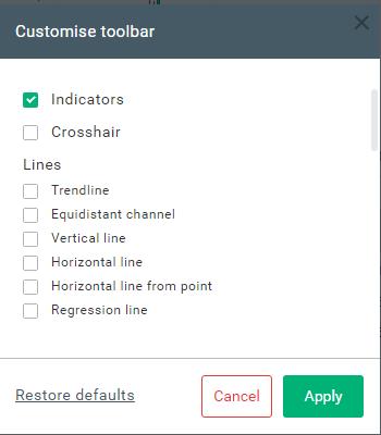 fereastra de personalizare a barei de instrumente tehnice xstation