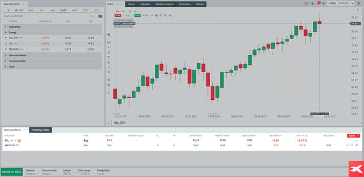 xStation5 - Panel otvorenÃ© pozÃ­cie