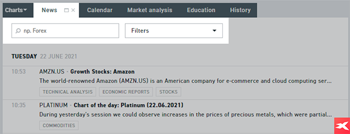 News" della piattaforma. 