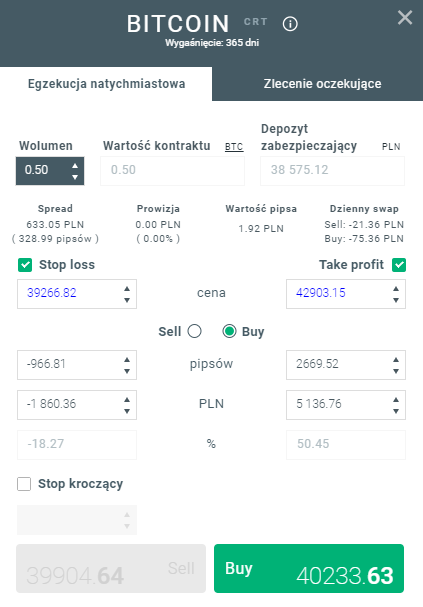 Bitcoin - okno transakcji