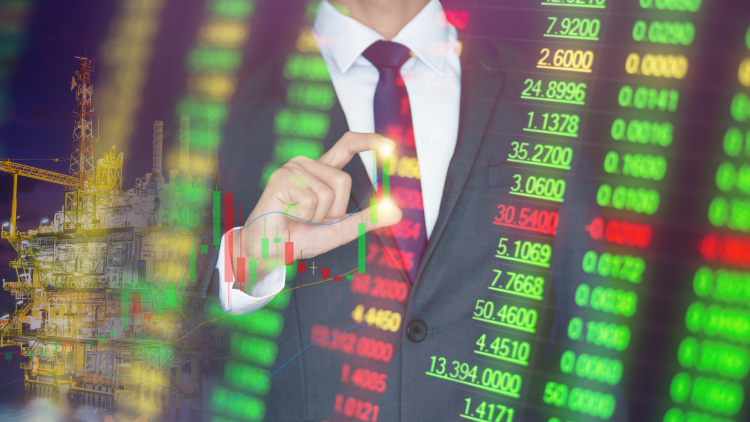 refinery, manâs torso, green and red prices