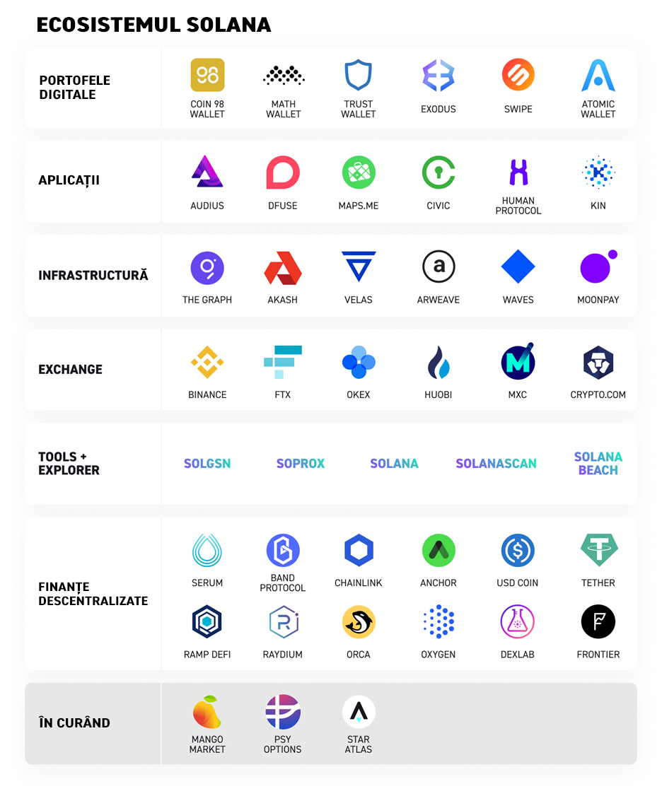 Infografic al ecosistemului Solana