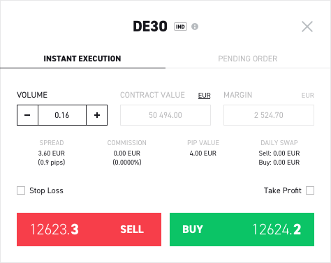 trading su DE30 xstation XTB