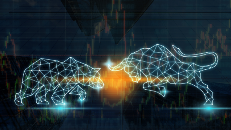 Urso e touro em imagem geomÃ©trica 