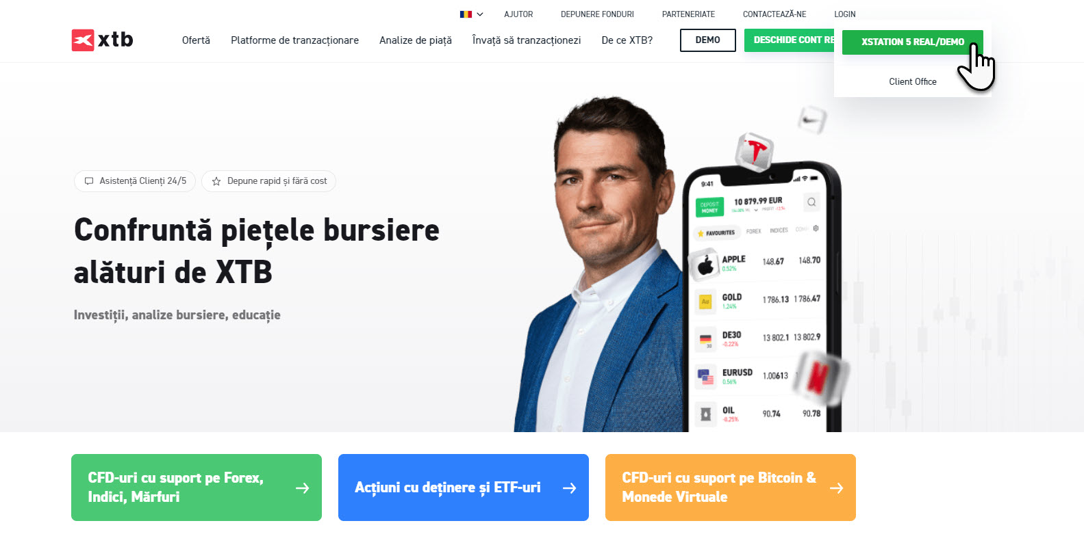 Butonul Login to xStation