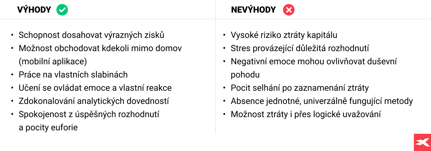 VÃ½hody a nevÃ½hody srovnÃ¡vacÃ­ tabulka na obchodovÃ¡nÃ­